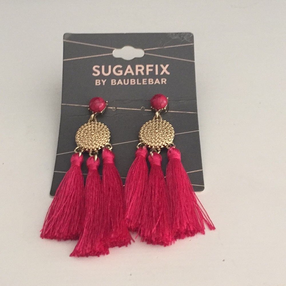 Pink tassel earrings